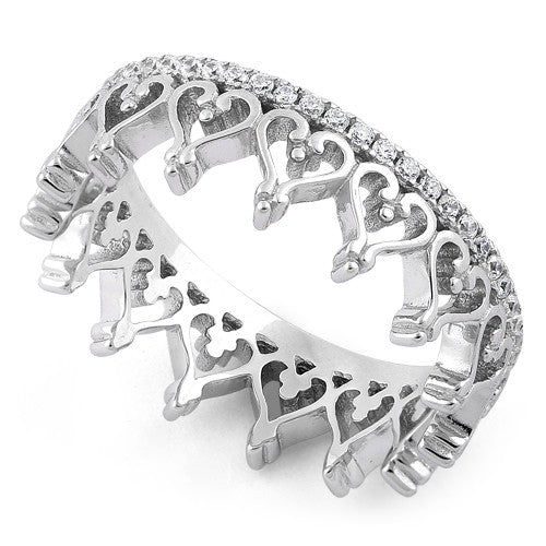 Sterling Silver Eternity Heart CZ Ring