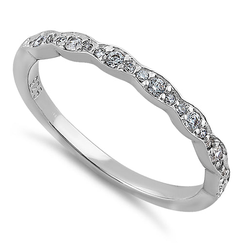 Sterling Silver Half Eternity Clear Round CZ Engagement Band