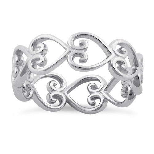 Sterling Silver Heart Eternity Ring