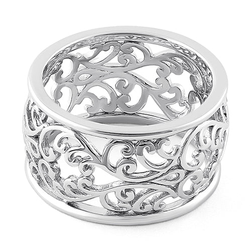 Sterling Silver Heart Vines Eternity Ring