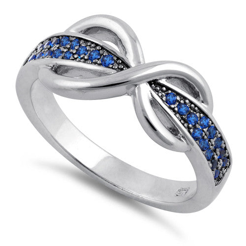 Sterling Silver Infinity Pave Blue CZ Ring | Wholesale Silver Rings for ...