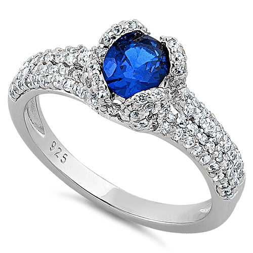 Sterling Silver Lavish Oval Cut Blue Spinel CZ Ring