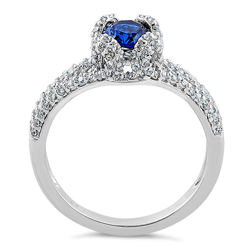 Sterling Silver Lavish Oval Cut Blue Spinel CZ Ring