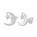 Wholesale Sterling Silver Moon and Star Stud Earrings for sale