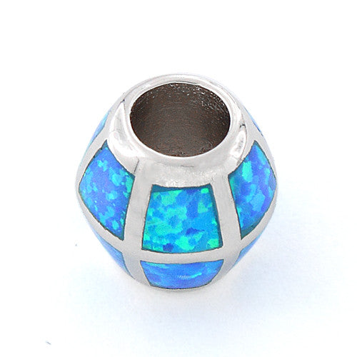 Sterling Silver Lab Opal Slider Bead Pendant