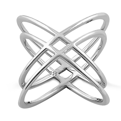 Sterling Silver Overlapping Atom Design Ring